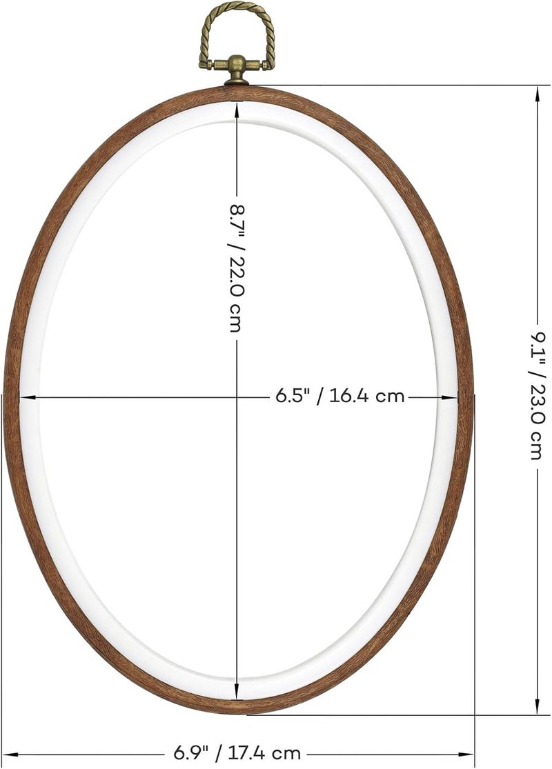 Celley Embroidery Hoops, Oval Imitated Wood Design, 3 Pcs - Image 2